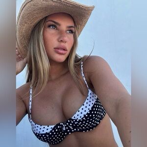 Frankie's Bikinis Black and White Polka Dot Bikini Top